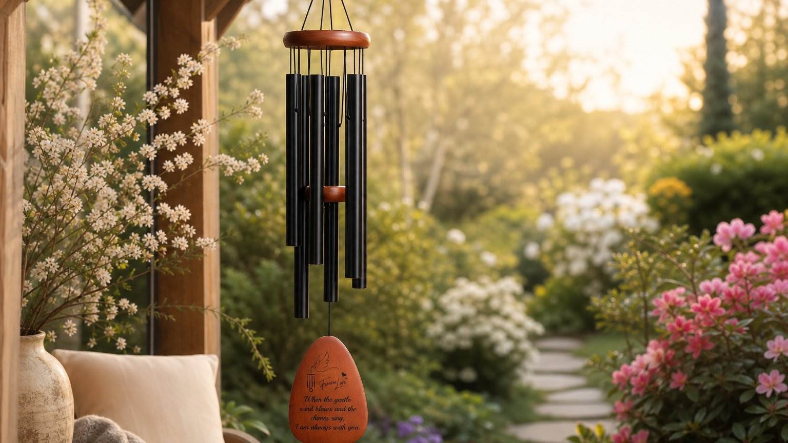 Spring Memorial Garden Ideas with Wind Chimes