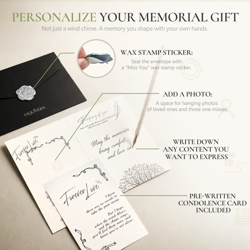 37 Inch Memorial Wind Chimes with Gift Set - Engraved Sympathy Gift