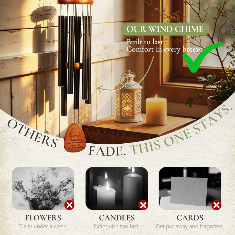 37 Inch Memorial Wind Chimes with Gift Set - Engraved Sympathy Gift