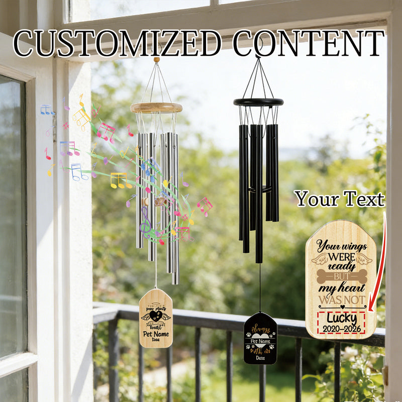 Customized Pet Memorial Wind Chime - Personalized Name & Date