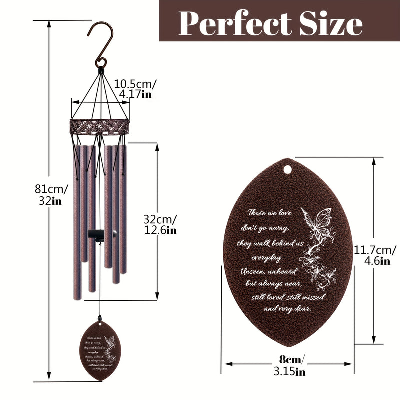 32 Inch Wooden Sympathy Wind Chimes - Bronze Garden Memorial